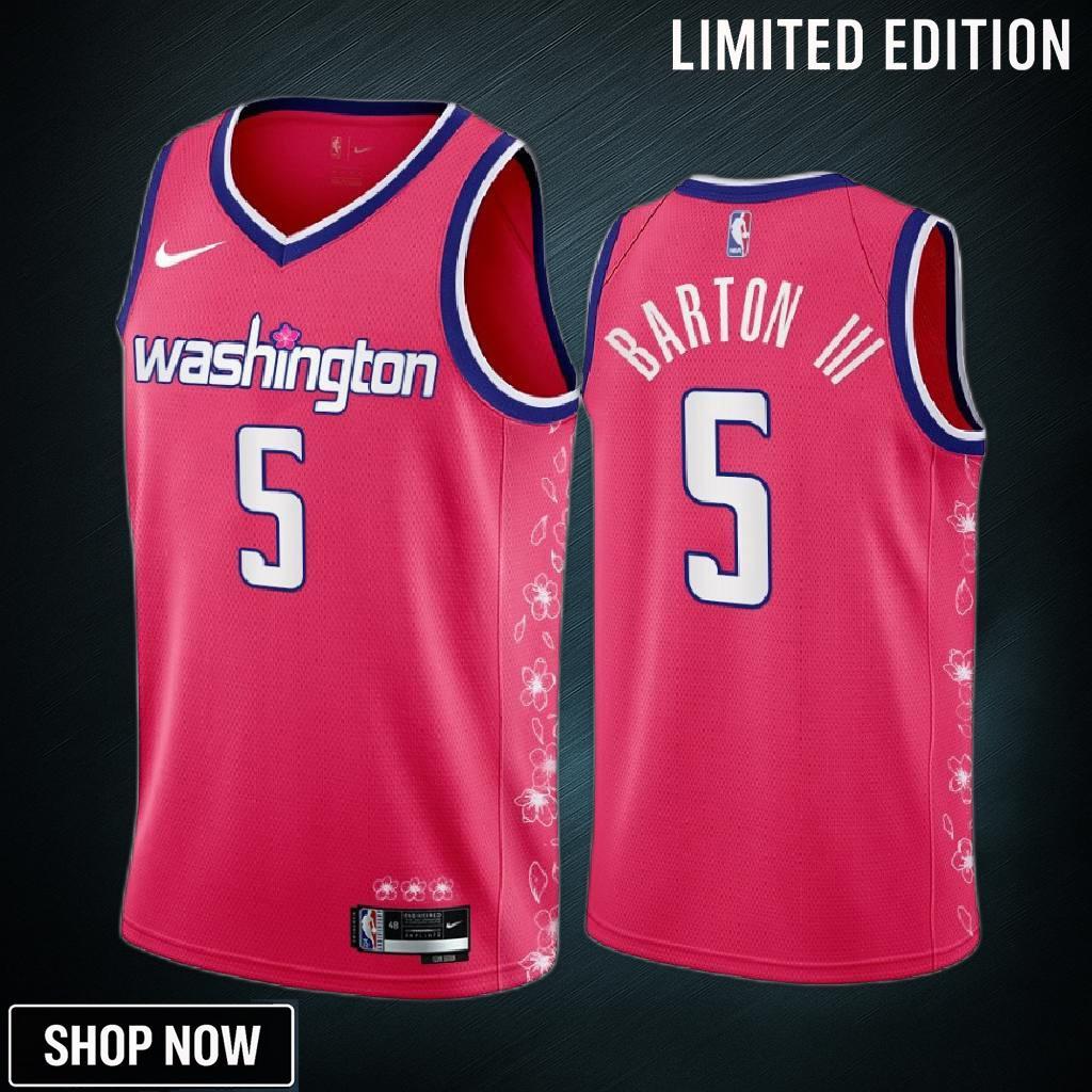 Will Barton 3D 5 -23 Washington Wizards Pink Cherry Blossom City Jersey