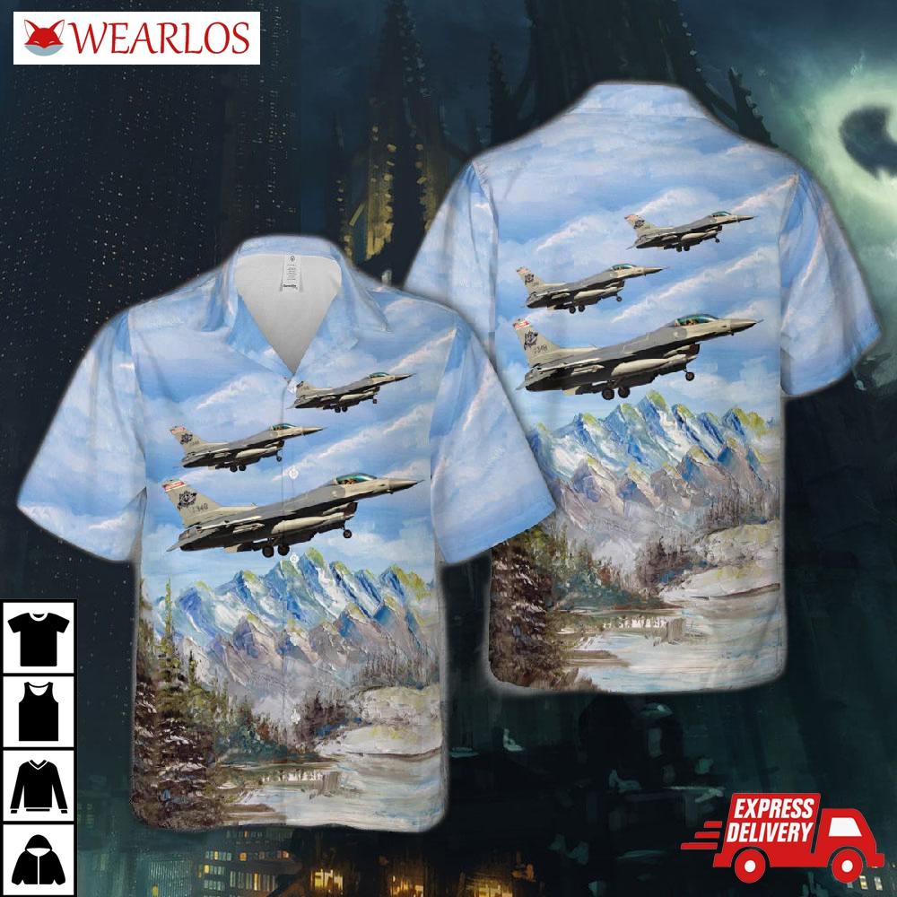 Wisconsin Air National Guard General Dynamics F-16c Fighting Falcon 176th Fighter Squadron (176 Fs) Hawaiian Shirt