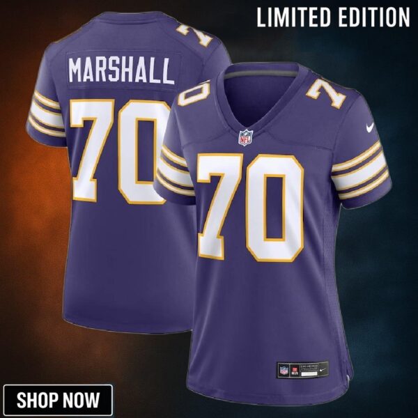 Women Minnesota Vikings #70 Jim Marshall Classic Retired Player Jersey - Purple