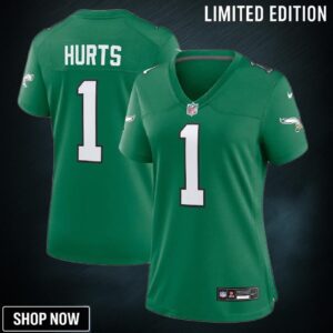 Women Philadelphia Eagles #1 Jalen Hurts Alternate Game Player Jersey - Kelly Green