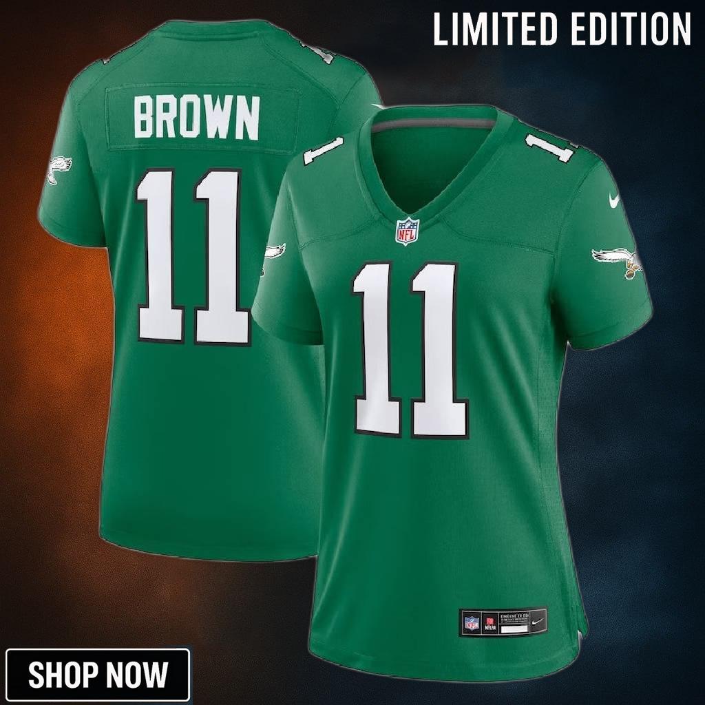 Women Philadelphia Eagles #11 Aj Brown Alternate Player Game Jersey - Kelly Green