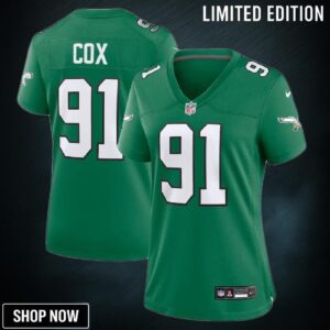 Women Philadelphia Eagles #91 Fletcher Cox Alternate Game Jersey - Kelly Green
