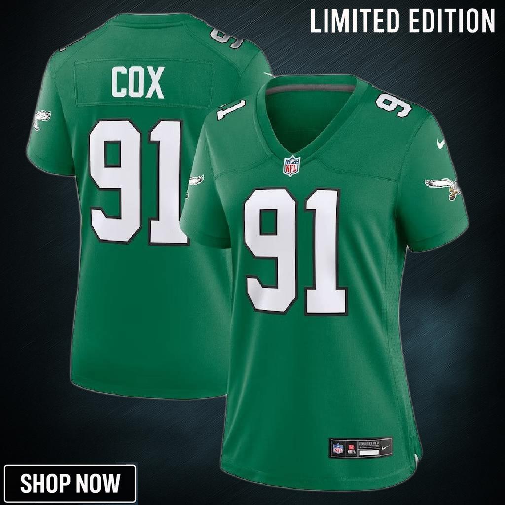 Women Philadelphia Eagles #91 Fletcher Cox Alternate Game Jersey - Kelly Green