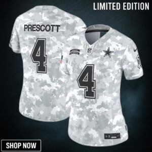 Women's Dallas Cowboys Dak Prescott Nike Arctic Camo Salute To Service Limited Jersey