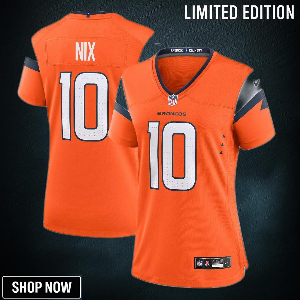 Women's Denver Broncos Bo Nix Nike Orange Game Jersey