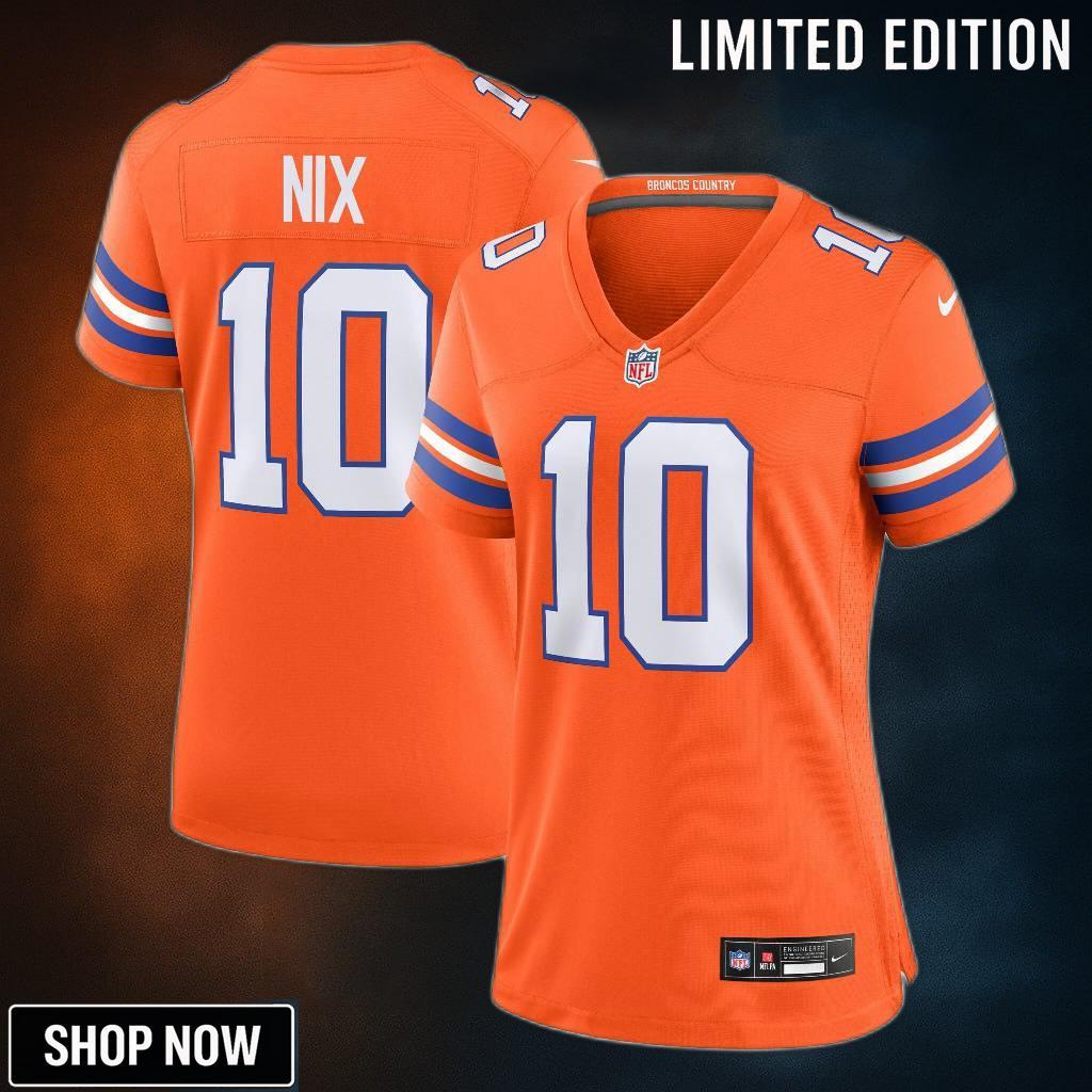 Women's Denver Broncos Bo Nix Nike Orange Mile High Collection 1977 Throwback Player Game Jersey