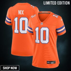 Women's Denver Broncos Bo Nix Nike Orange Mile High Collection 1977 Throwback Player Game Jersey