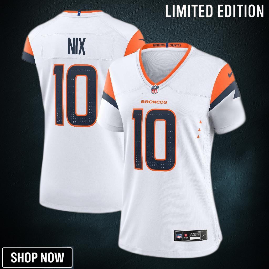 Women's Denver Broncos Bo Nix Nike White Game Jersey