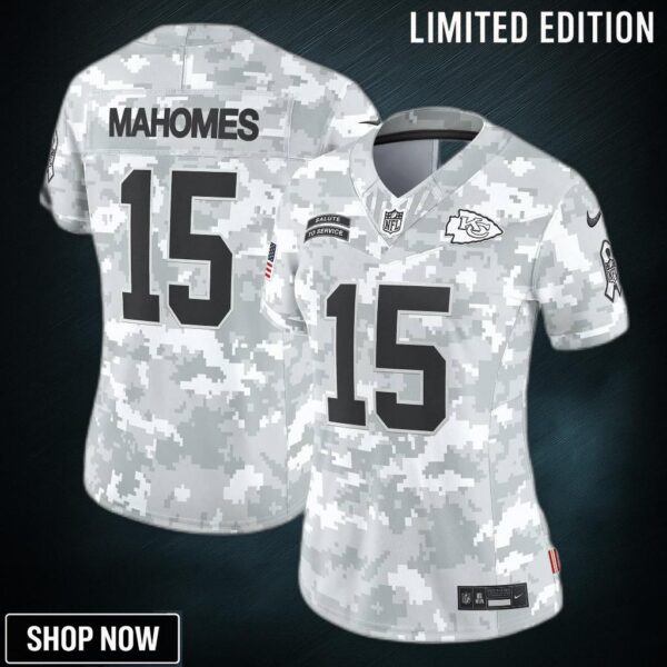 Women's Kansas City Chiefs Patrick Mahomes Nike Arctic Camo Salute To Service Limited Jersey