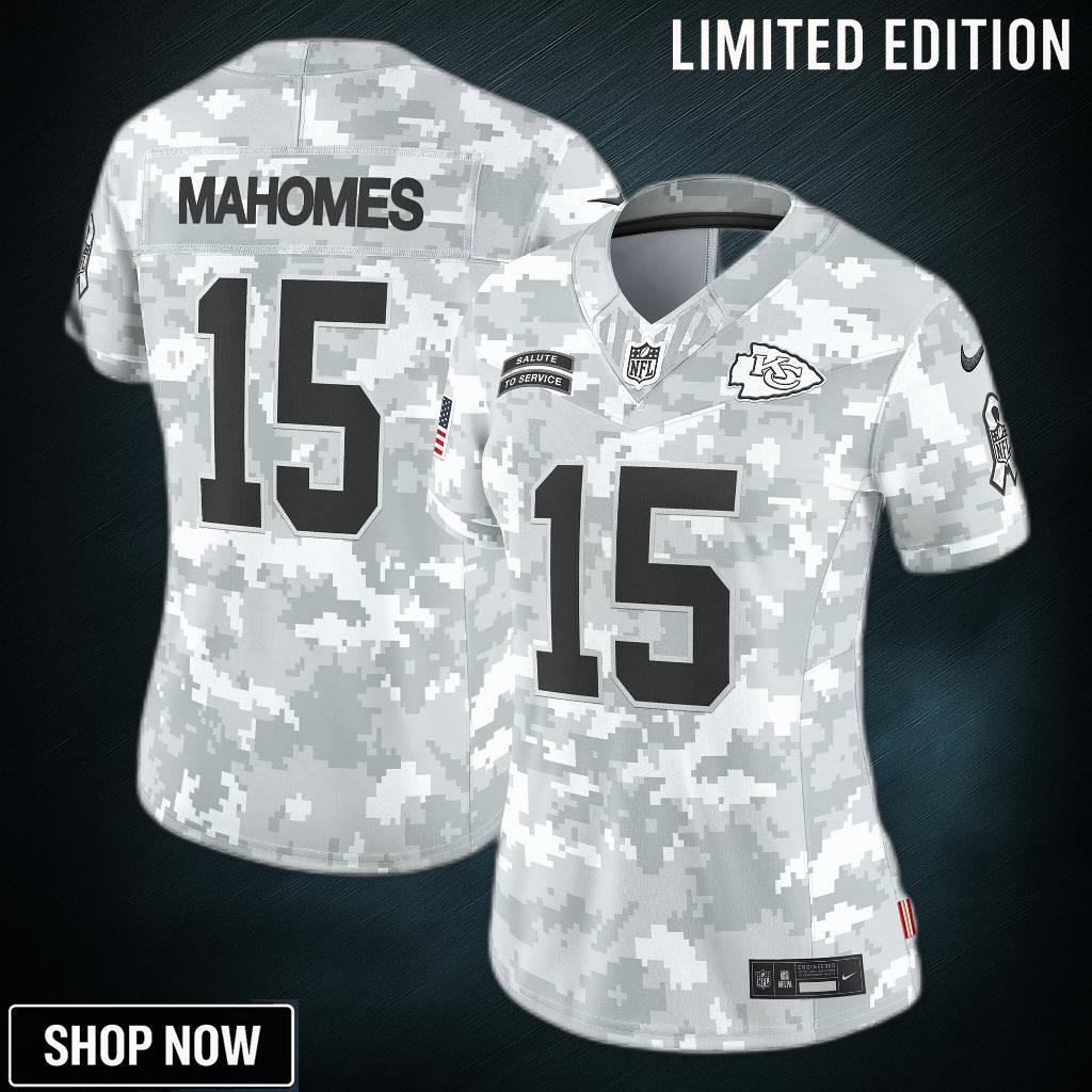 Women's Kansas City Chiefs Patrick Mahomes Nike Arctic Camo Salute To Service Limited Jersey