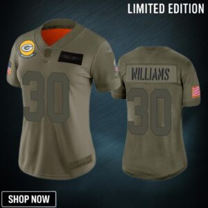 Womens Green Bay Packers Jamaal Williams Camo 2019 Salute To Service Limited Jersey