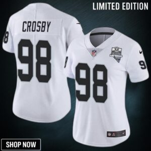 Womens Las Vegas Raiders #98 Maxx Crosby White 2025 Inaugural Season Vapor Untouchable Limited Stitched Jersey