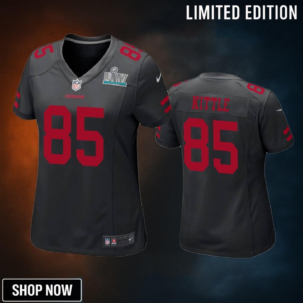 Womens San Francisco 49ers George Kittle Black Super Bowl Liv Game Jersey