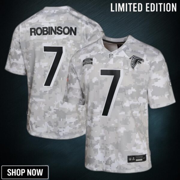 Youth Atlanta Falcons Bijan Robinson Nike Arctic Camo Salute To Service Game Jersey