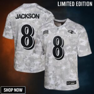 Youth Baltimore Ravens Lamar Jackson Nike Arctic Camo Salute To Service Game Jersey