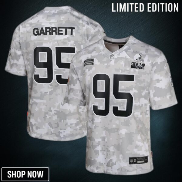 Youth Cleveland Browns Myles Garrett Nike Arctic Camo Salute To Service Game Jersey