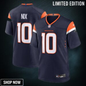Youth Denver Broncos Bo Nix Nike Navy Alternate Game Jersey