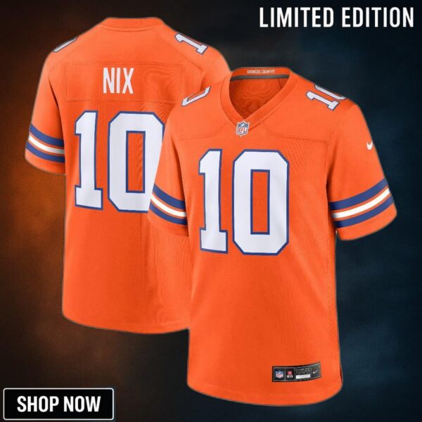 Youth Denver Broncos Bo Nix Nike Orange Alternate Game Jersey