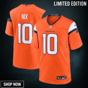 Youth Denver Broncos Bo Nix Nike Orange Team Game Jersey