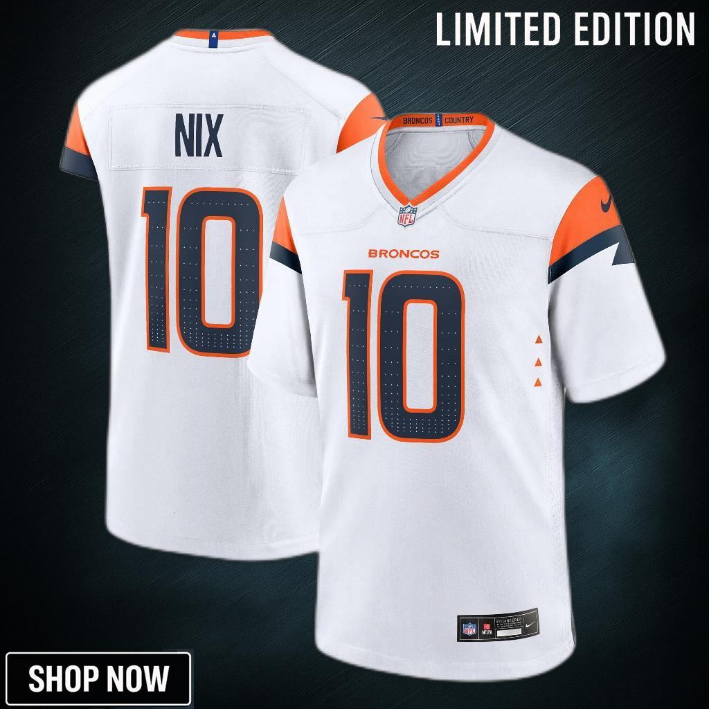 Youth Denver Broncos Bo Nix Nike White Game Jersey