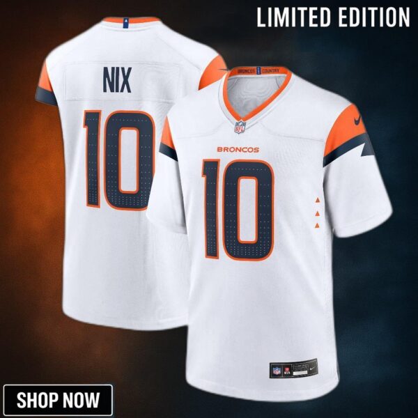 Youth Denver Broncos Bo Nix Nike White Game Jersey
