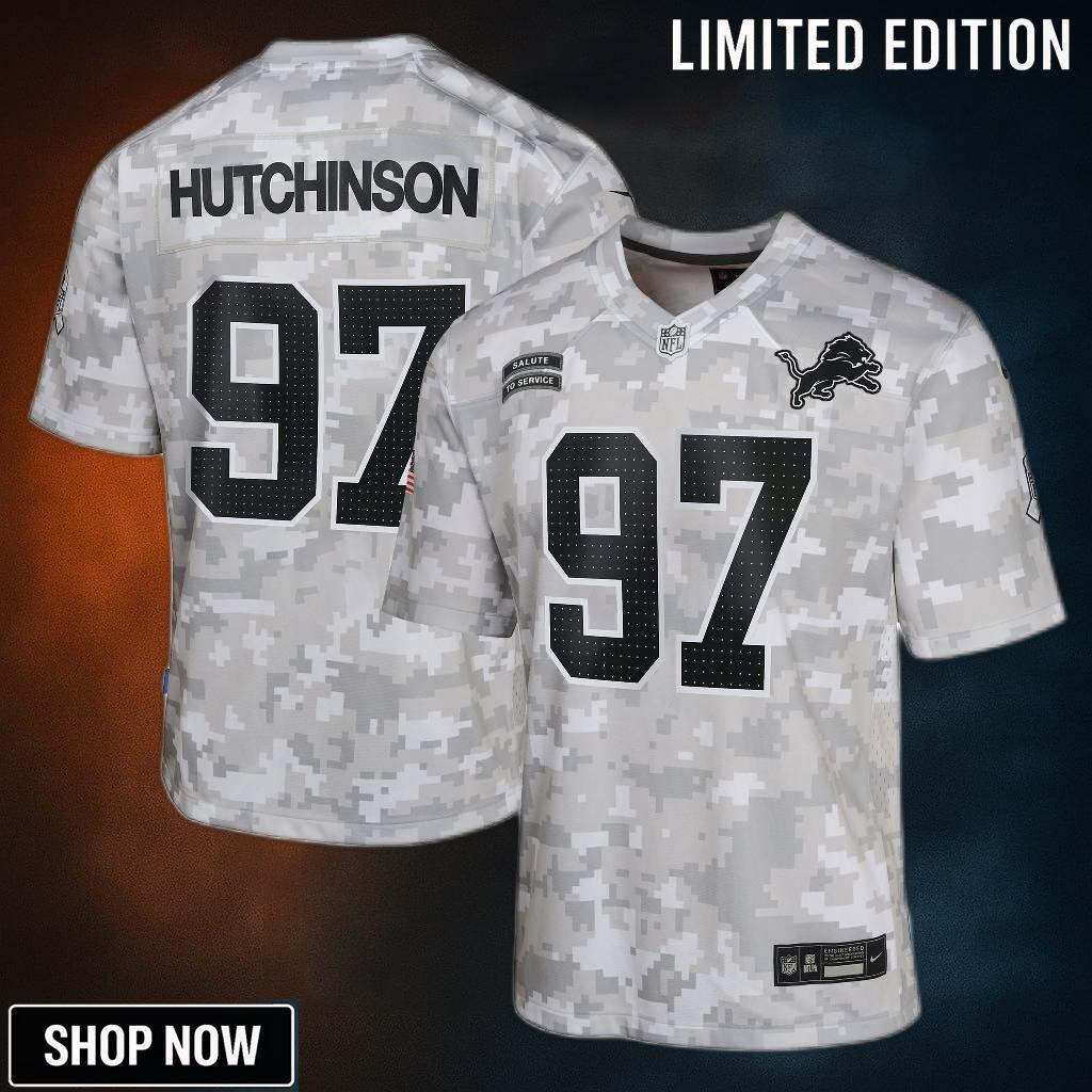Youth Detroit Lions Aidan Hutchinson Nike Arctic Camo Salute To Service Game Jersey