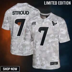 Youth Houston Texans C.j. Stroud Nike Arctic Camo Salute To Service Game Jersey
