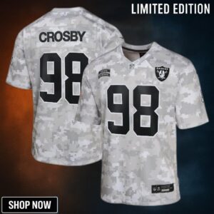 Youth Las Vegas Raiders Maxx Crosby Nike Arctic Camo Salute To Service Game Jersey