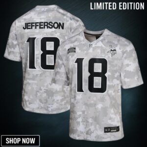 Youth Minnesota Vikings Justin Jefferson Nike Arctic Camo Salute To Service Game Jersey