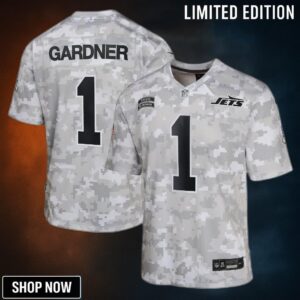 Youth New York Jets Sauce Gardner Nike Arctic Camo Salute To Service Game Jersey