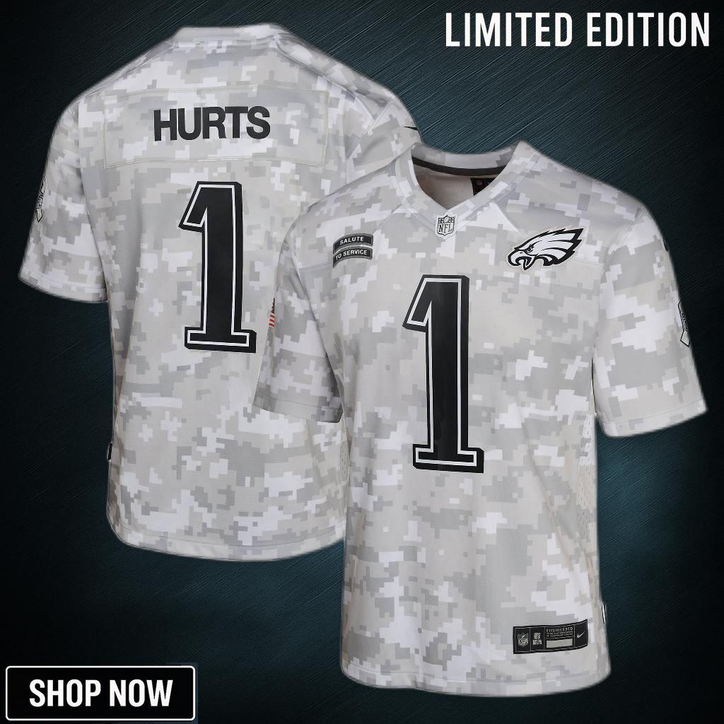 Youth Philadelphia Eagles Jalen Hurts Nike Arctic Camo Salute To Service Game Jersey