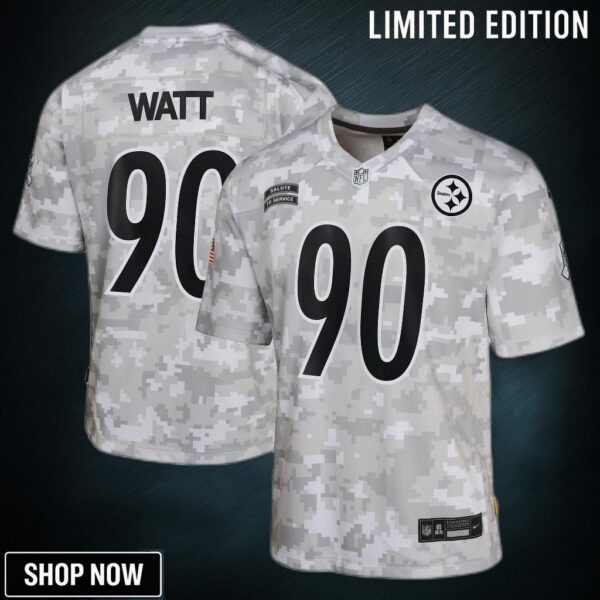 Youth Pittsburgh Steelers T.j. Watt Nike Arctic Camo Salute To Service Game Jersey
