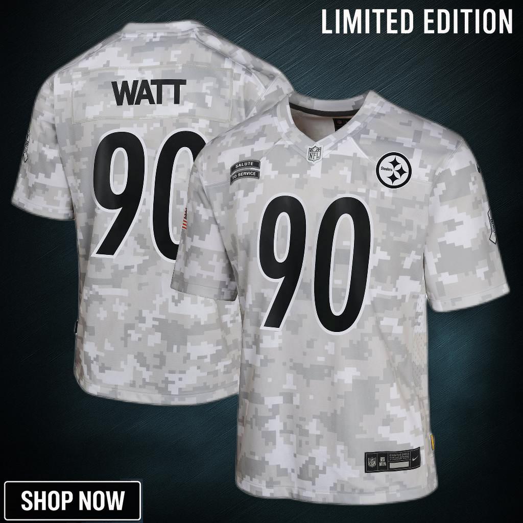Youth Pittsburgh Steelers T.j. Watt Nike Arctic Camo Salute To Service Game Jersey