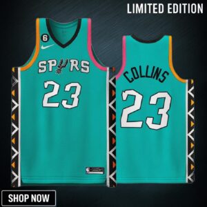 Zach Collins 23 -23 San Antonio Spurs City Edition Jersey Teal