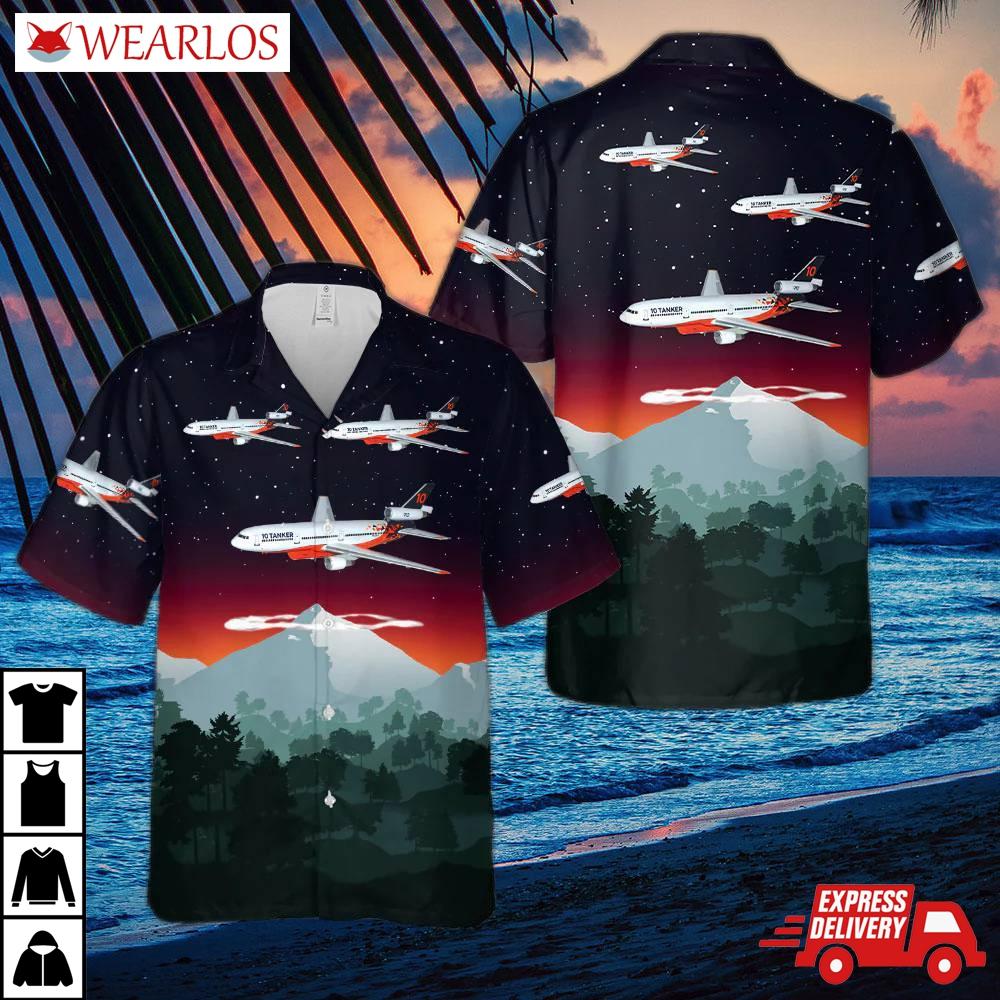 910 Tanker Douglas Dc-10 (n522ax-912) Forest Fire Fighting Water Dropping Aircraft Hawaiian Shirt