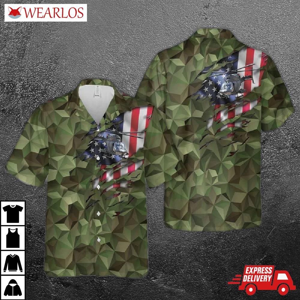 Army Bell Oh-58 Kiowa Hawaiian Shirt