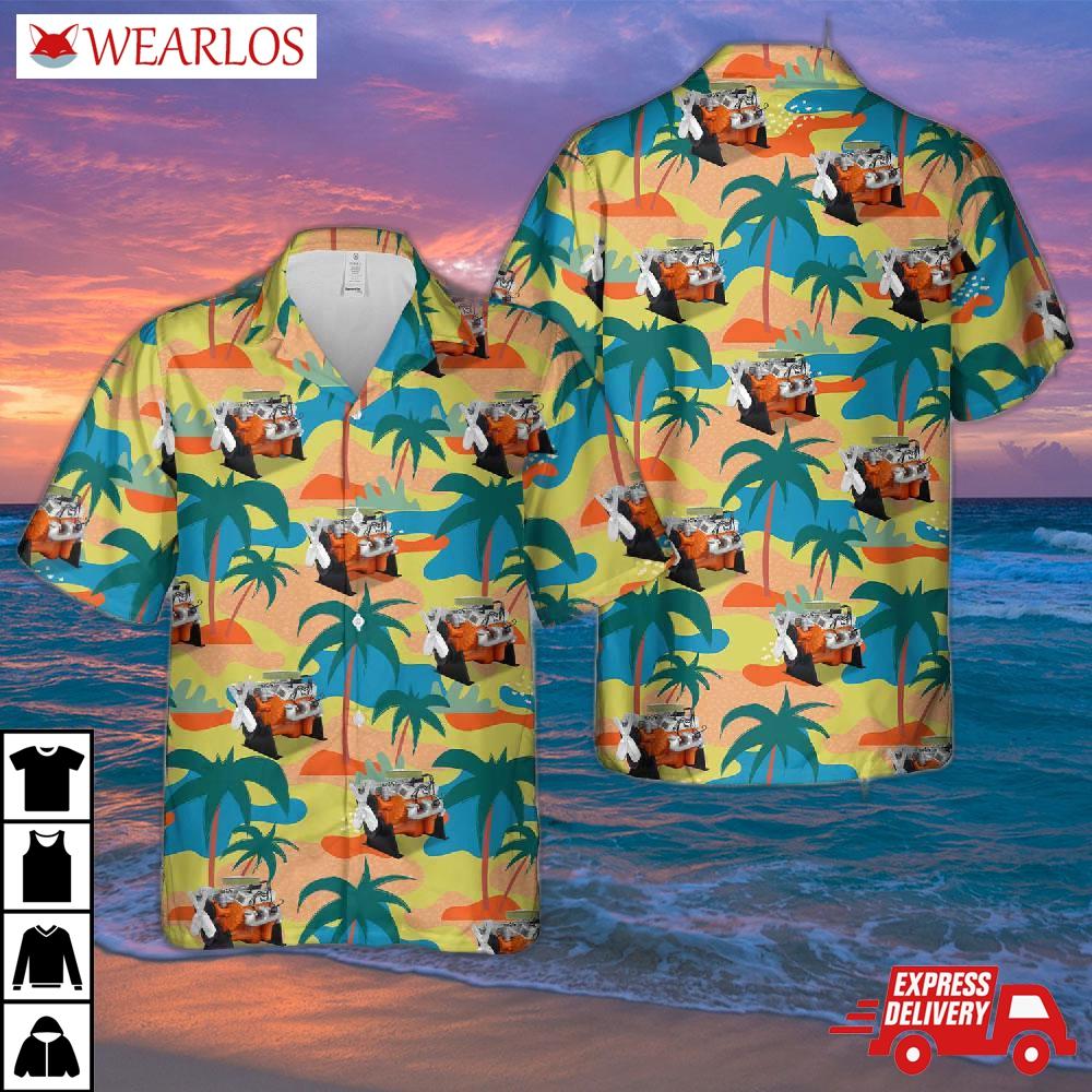 Chevy 350 Small Block V-8 Engine Hawaiian Shirt