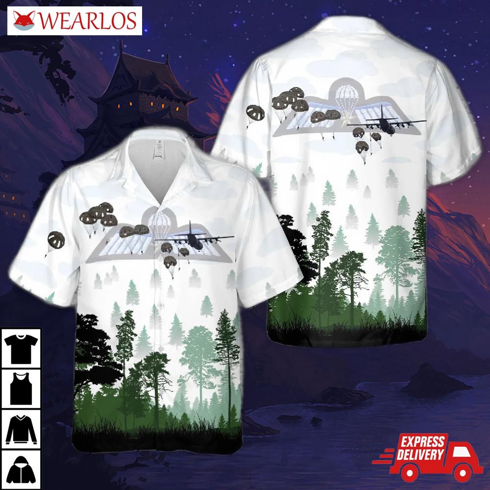 Dutch Royal Netherlands Army 11 Airmobile Brigade C-130 Aircraft Drops Paratroopers Hawaiian Shirt