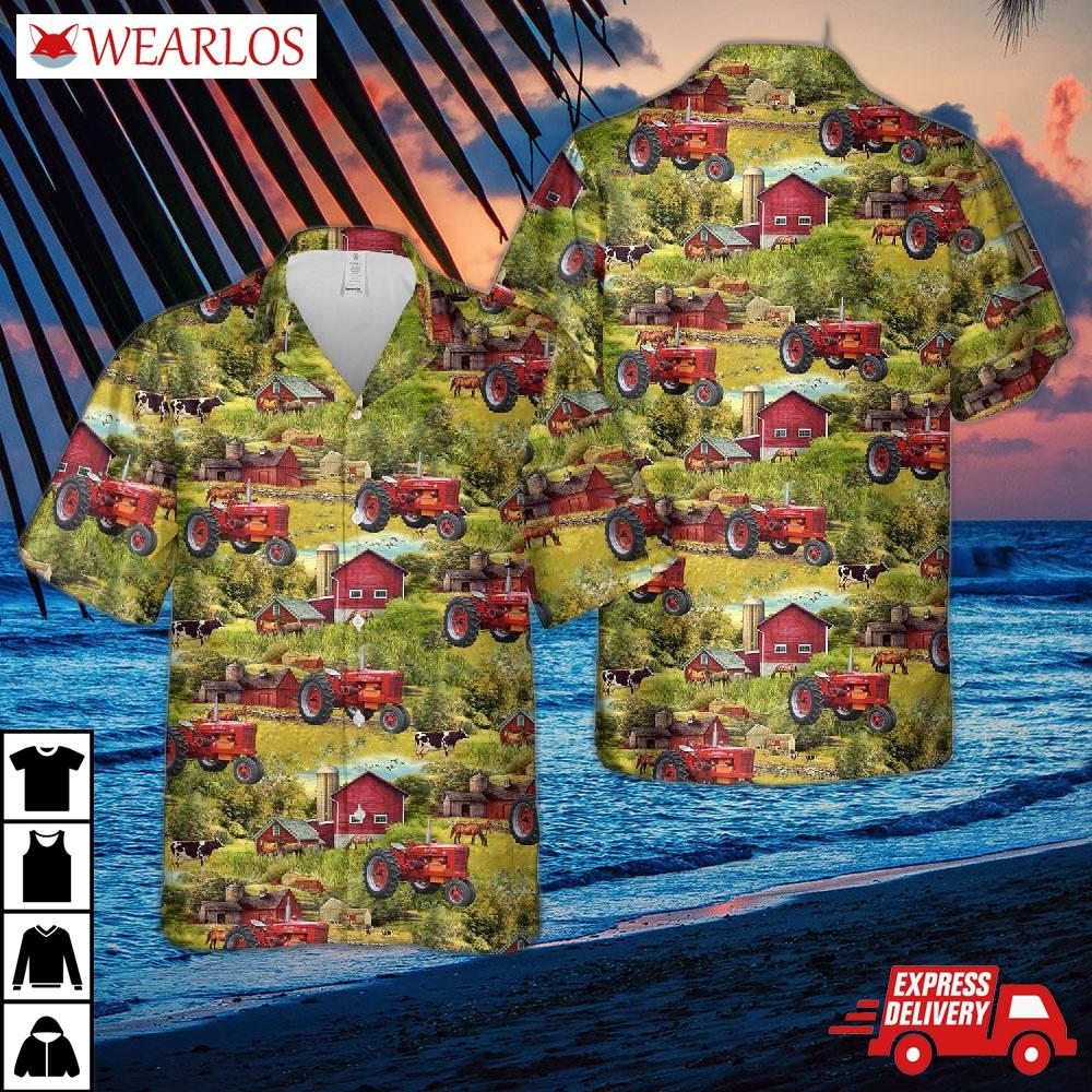 Farmall M With Sheppard Diesel Conversion Tractor Hawaiian Shirt