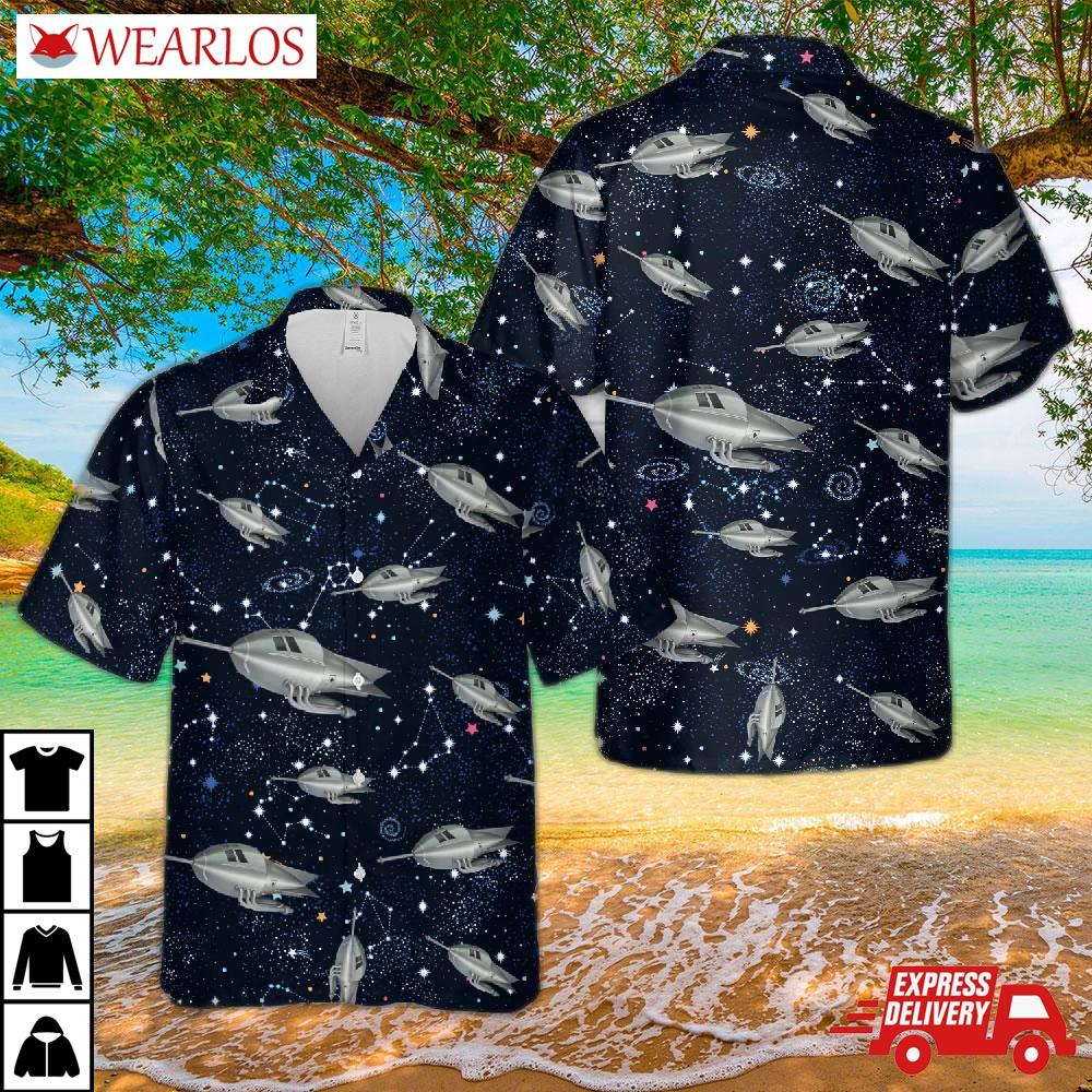 Flash Gordon 1936 Ming Bomber Mongo Rocket Ship Hawaiian Shirt