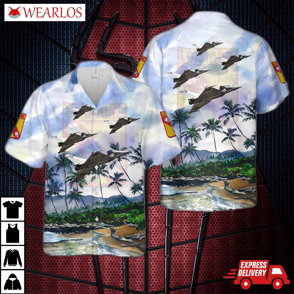 French Air And Space Force Rafale No 106 104-hg Of Escadron De Chasse 3/30 Lorraine (fighter Squadron Lorraine) Hawaiian Shirt