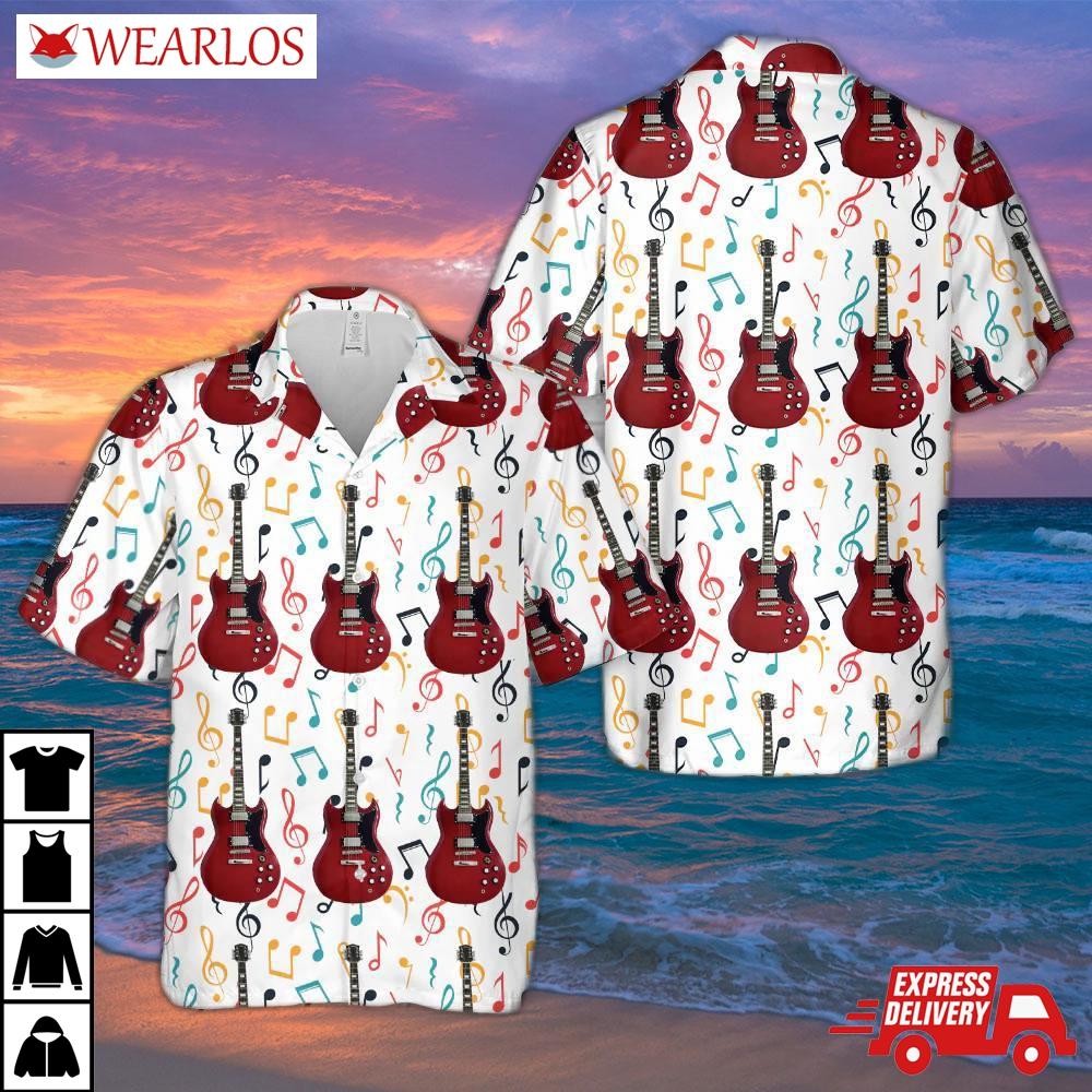 Haze Lava Red Hsg Electric Guitar Hawaiian Shirt