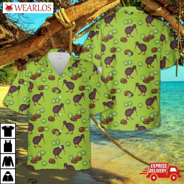 Kiwi Fruit And Bird Pattern Hawaiian Shirt