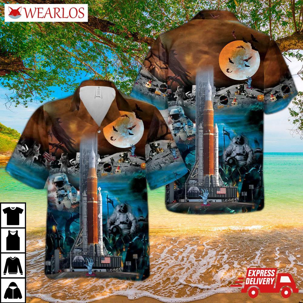 Nasa Artemis Sls Moon Rocket Halloween Hawaiian Shirt