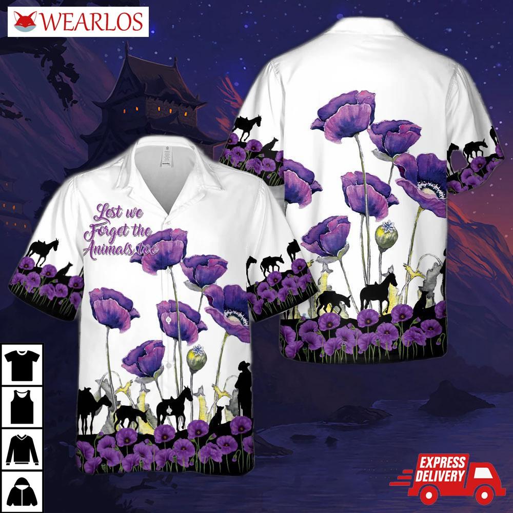 Remembrance Day Poppy Lest We Forget Animals Of The War Hawaiian Shirt