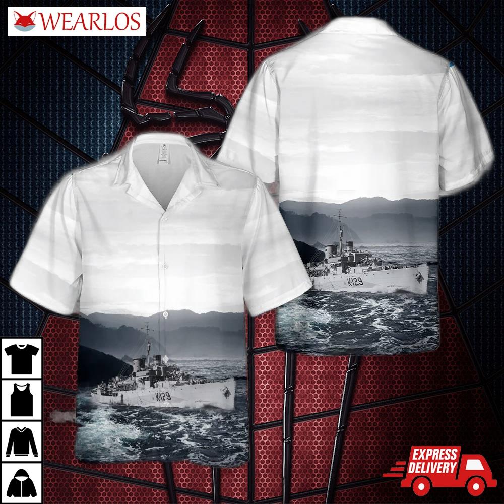 Royal Canadian Navy Hmcs Agassiz K129 Flower-class Corvettes In Wwii Hawaiian Shirt