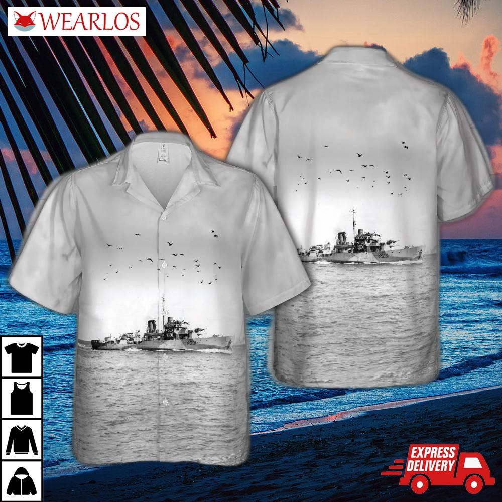 Royal Canadian Navy Hmcs Calgary (k231) Flower-class Corvettes In Wwii Hawaiian Shirt