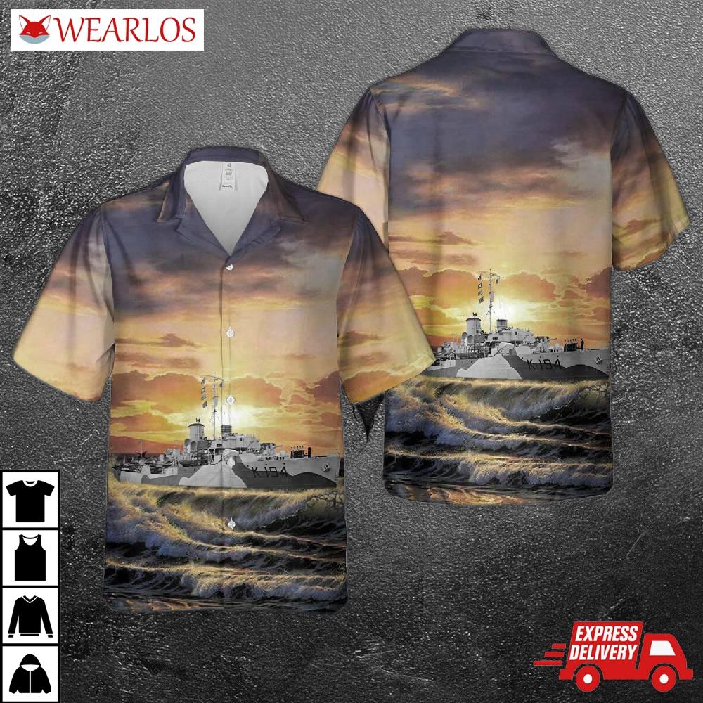 Royal Canadian Navy Hmcs Fennel K194 Flower-class Corvettes In Wwii Hawaiian Shirt