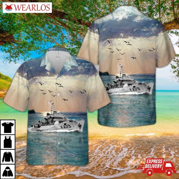 Royal Canadian Navy Hmcs Kitchener (k225) Flower-class Corvettes In Wwii Hawaiian Shirt