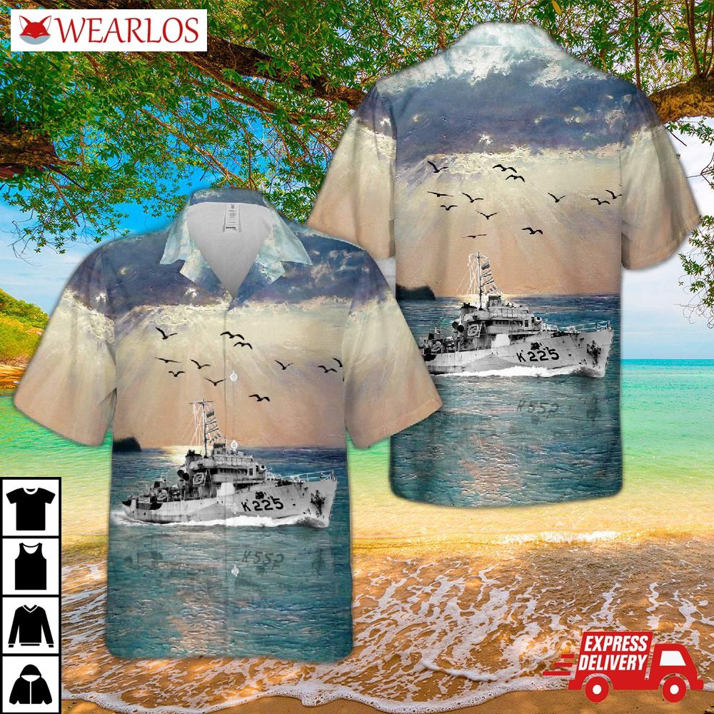 Royal Canadian Navy Hmcs Kitchener (k225) Flower-class Corvettes In Wwii Hawaiian Shirt